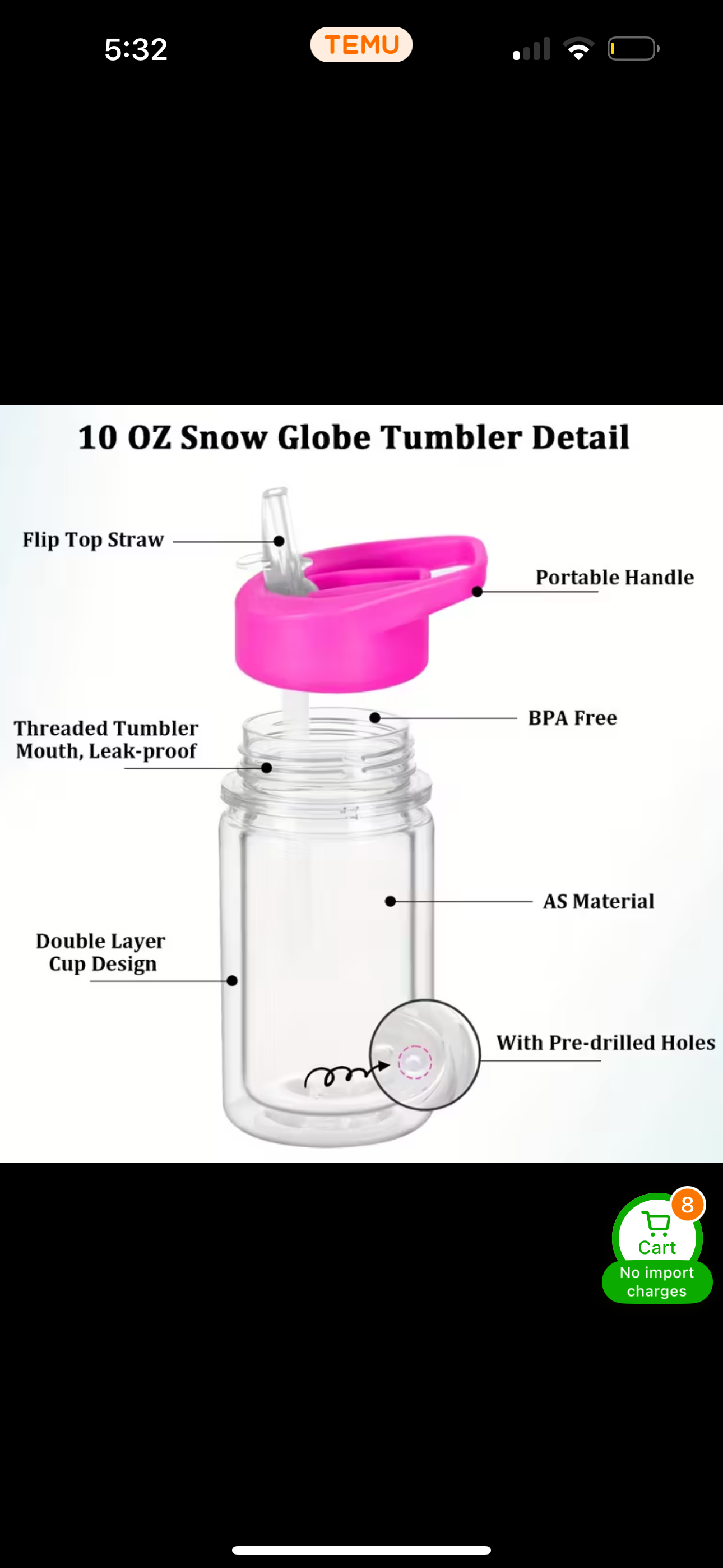 10oz Kids Snowglobe Tumbler